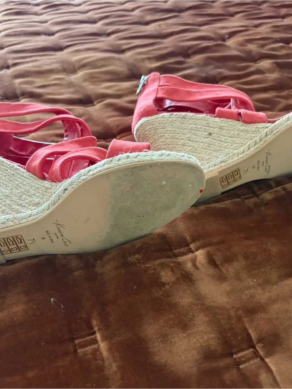 Kenneth Cole Coral Suede Espadrille Wedge Sandals